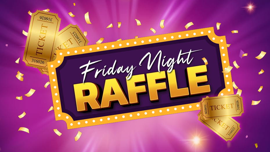 Gold tickets floating on purple background.